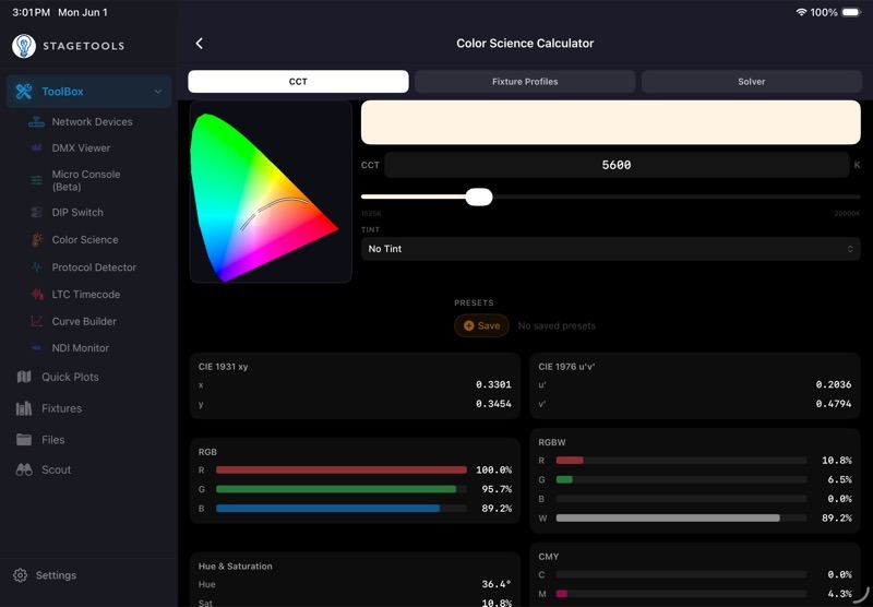 Chapter 14: Color Science Calculator screenshot