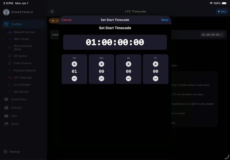 12.7 Set Start Timecode screenshot