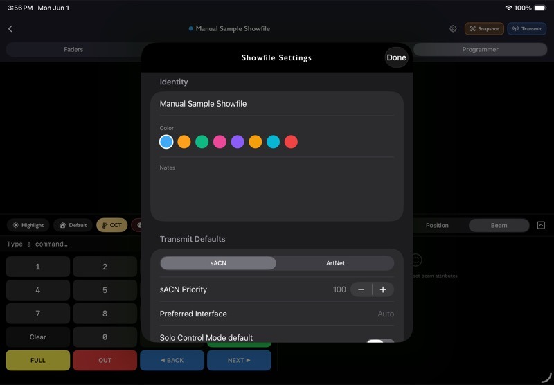 11.30 Showfile Settings screenshot