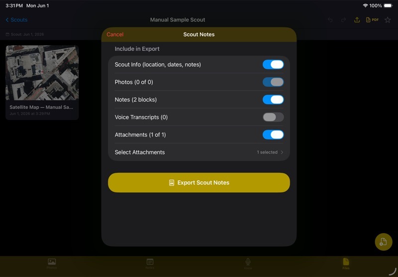 5.16 Export a Scout PDF screenshot